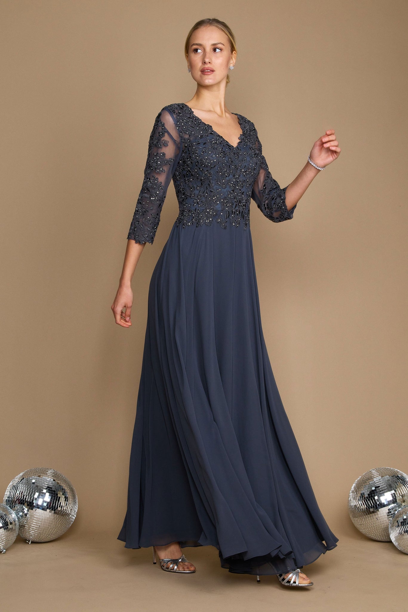 Formal Chiffon and Hand-beaded Bodice Dress