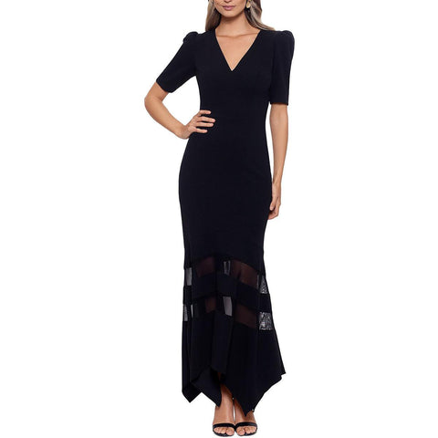 Xscape Womens Illusion Fit & Flare Formal Evening Dress