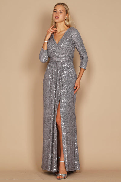 Long Sleeve Sequin Formal Dress