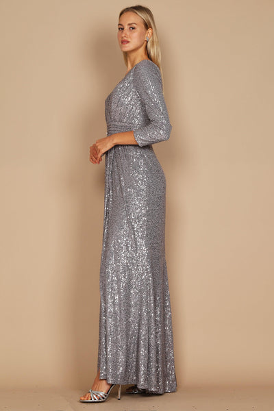 Long Sleeve Sequin Formal Dress