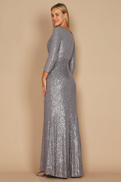 Long Sleeve Sequin Formal Dress