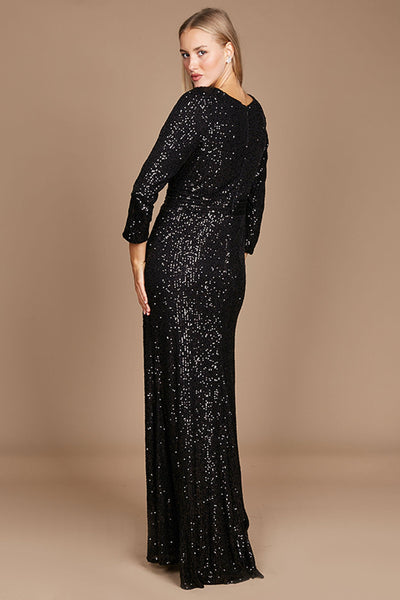 Long Sleeve Sequin Formal Dress