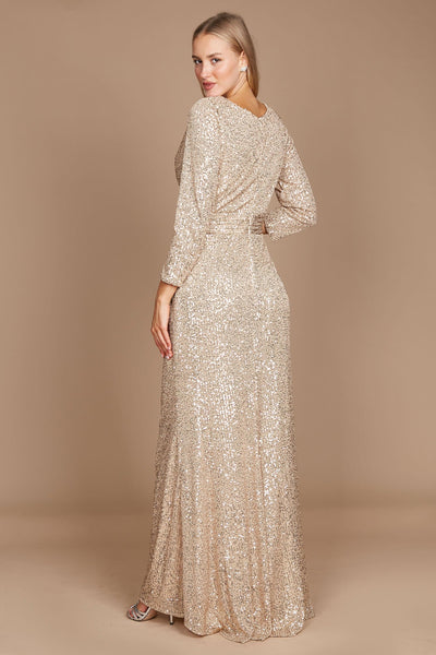 Long Sleeve Sequin Formal Dress