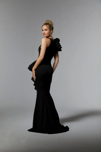 Black MGNY Madeline Gardner New York 72921 Long Fitted Formal Evening Gown