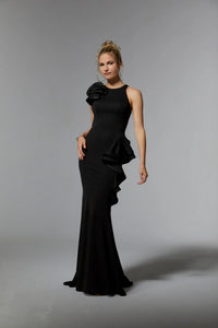 Black MGNY Madeline Gardner New York 72921 Long Fitted Formal Evening Gown