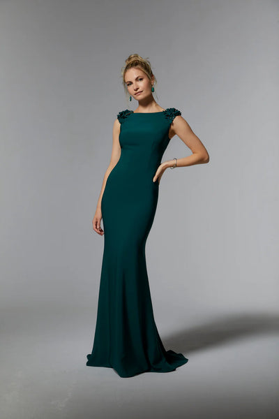 Emerald MGNY Madeline Gardner New York 72920 Long Formal 3D Floral Dress