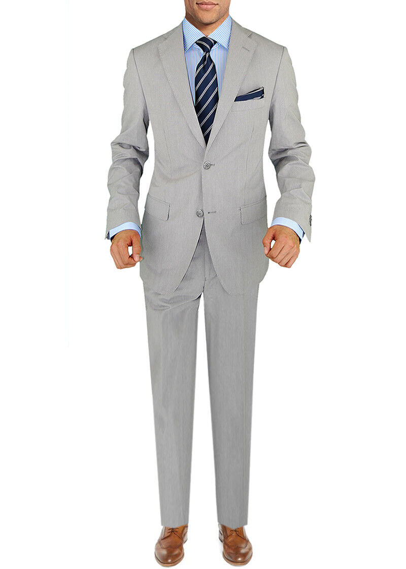 Italian Mens Two Button Suit Set 2 Piece Trim Fit Jacket Pant