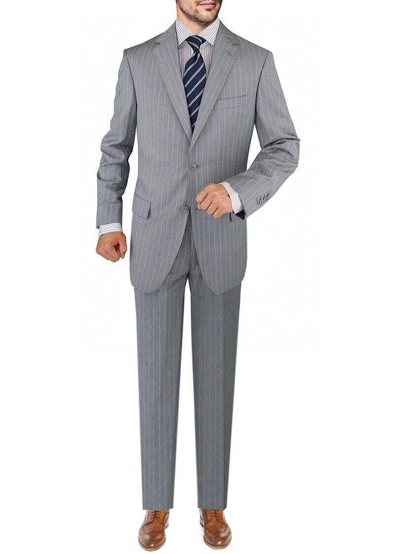 Italian Mens Two Button Wool Suit 2 Piece Jacket Pants